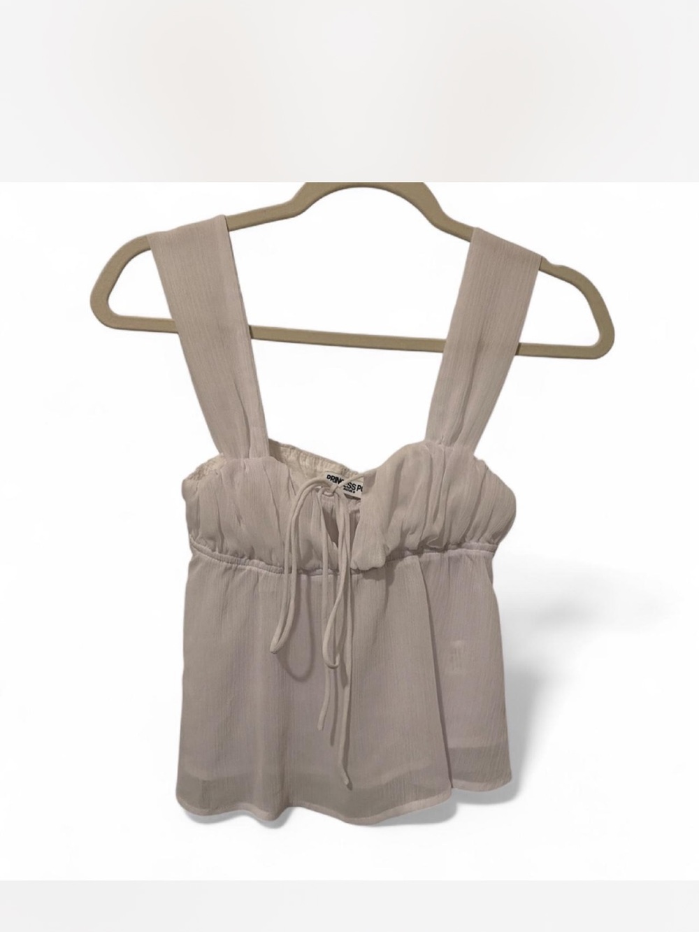 Princess Polly white Tie-Front Ruffled Camisole
